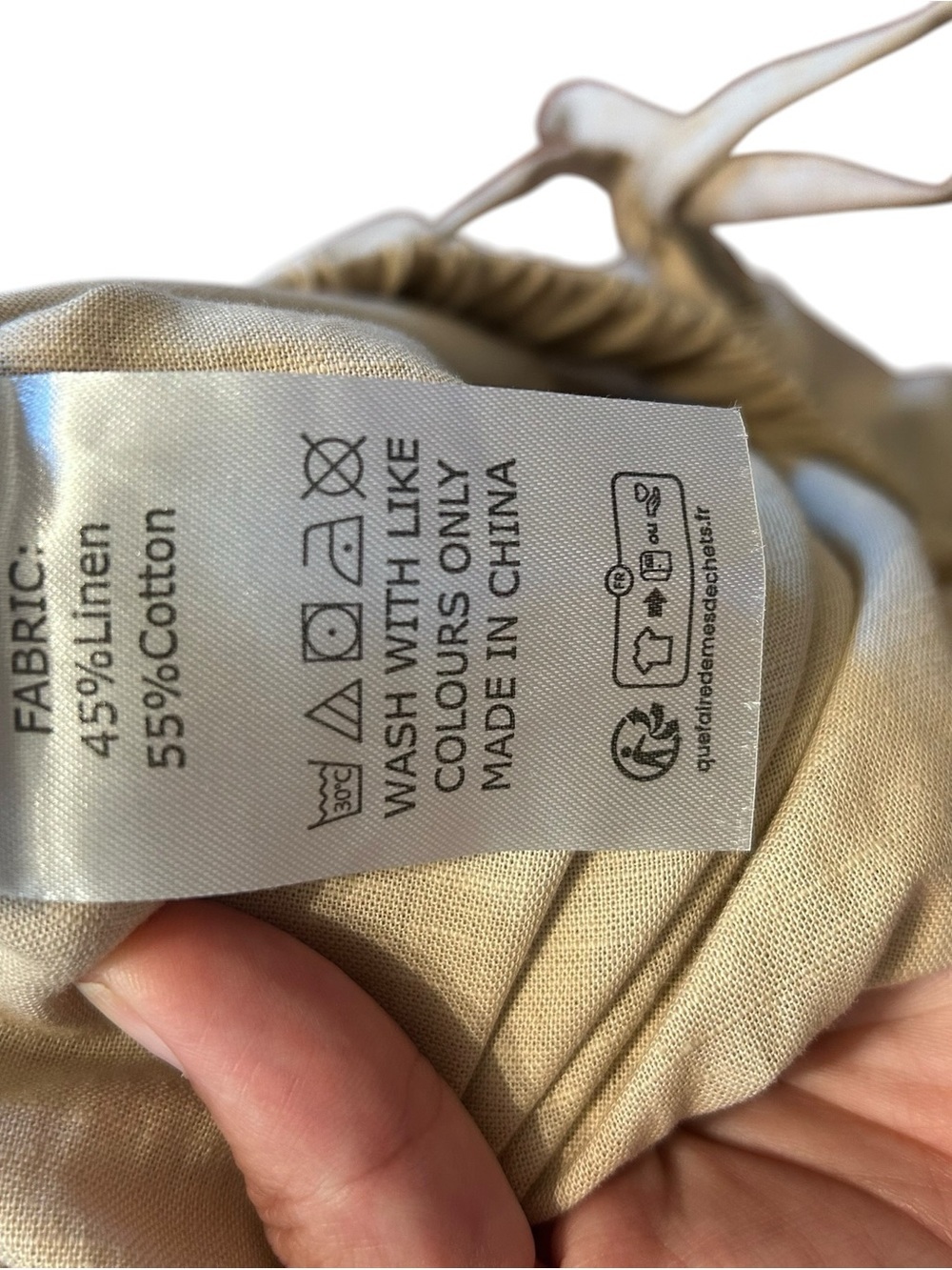 Linen Blend Woman’s Size Large/Tall Relaxed Wide-Leg Drawstring Pants in Sand - Picture 5 of 7